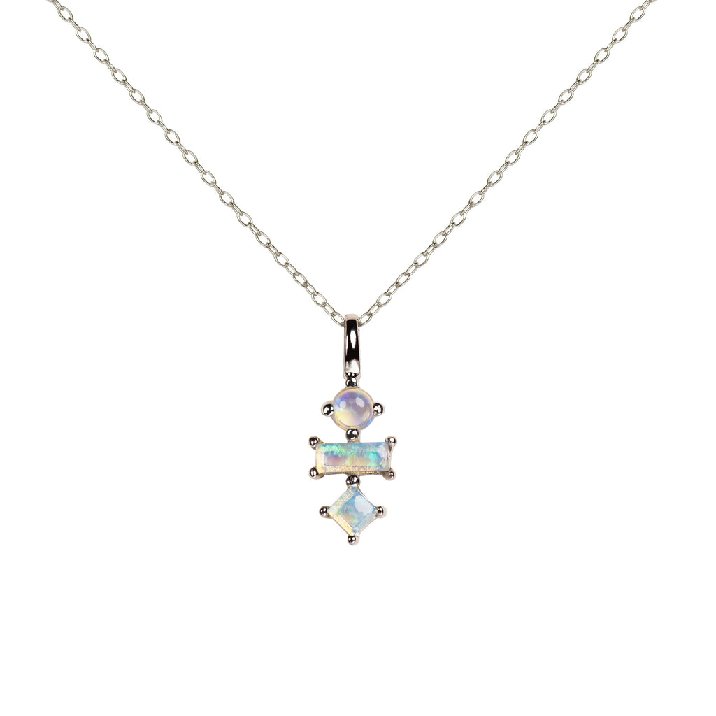 Katachi Opal Necklace in White Gold