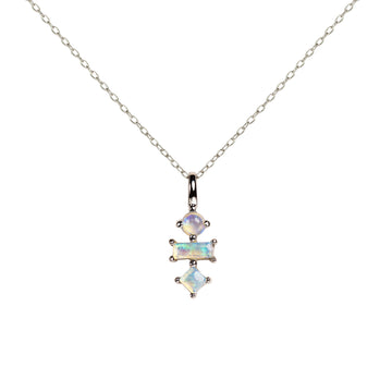 Katachi Opal Necklace in White Gold