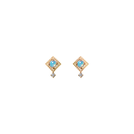 Kite Opal Earrings with Diamonds in Yellow Gold