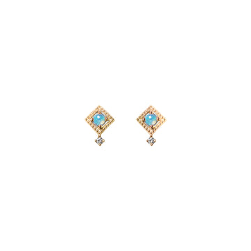 Kite Opal Earrings with Diamonds in Yellow Gold
