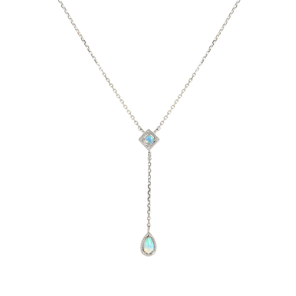 Kite Opal Necklace in White Gold