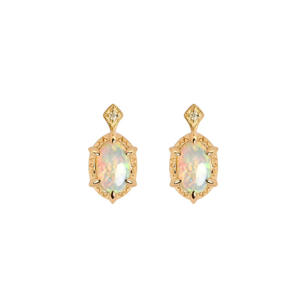 Koharu Opal Earrings with Diamonds in Yellow Gold
