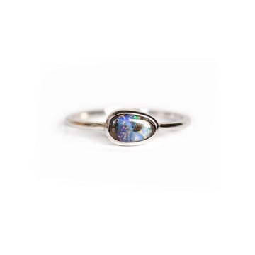 Lake Eyre Boulder Opal Ring in Sterling Silver