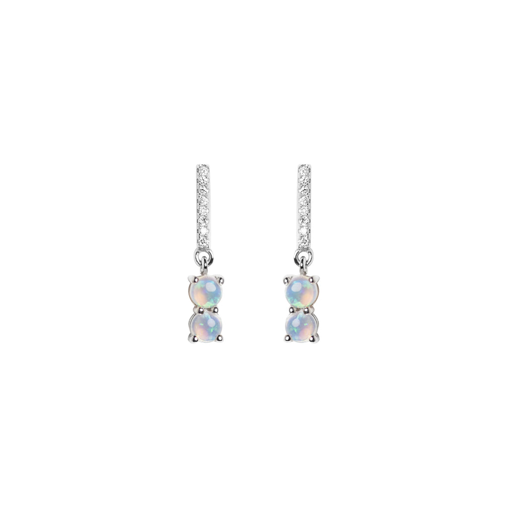 Magic Wand Opal Earrings with Diamonds in White Gold
