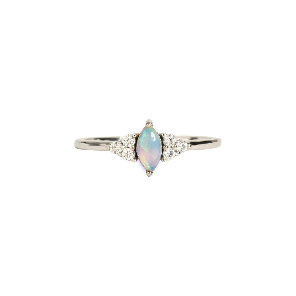 Marquise Blue Opal Ring in Sterling Silver