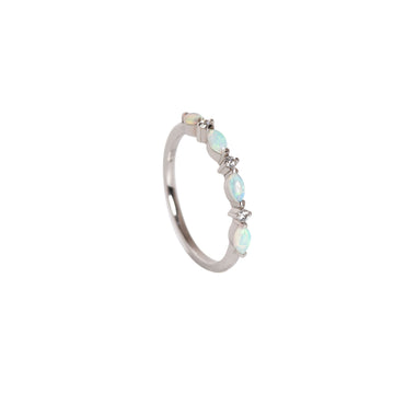 Marquise Opal Band Ring in Sterling Silver