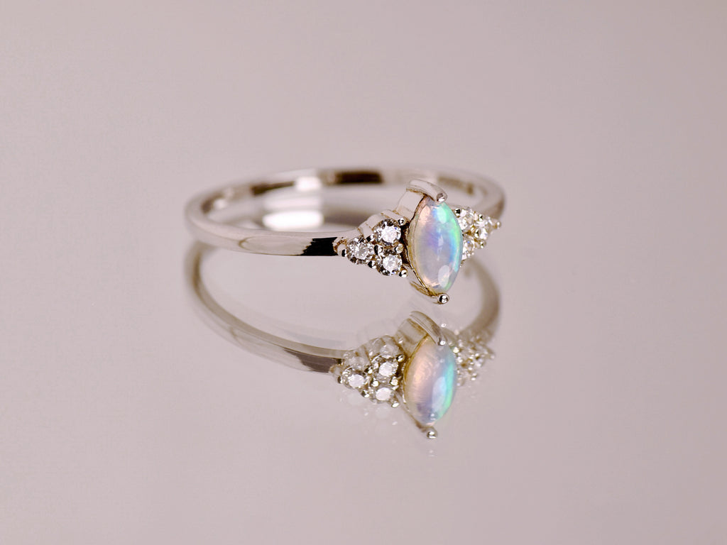 Marquise Opal Ring in Sterling Silver, Blue - Mood Shot