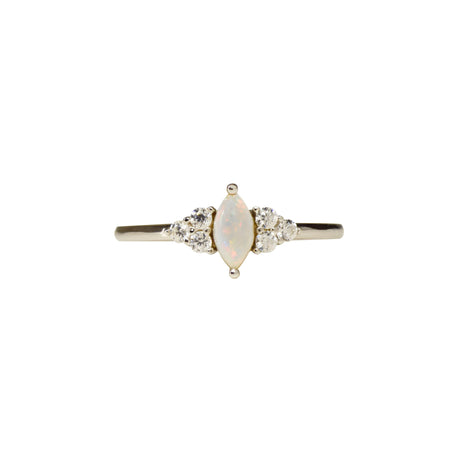 Marquise Opal Ring in Sterling Silver, White