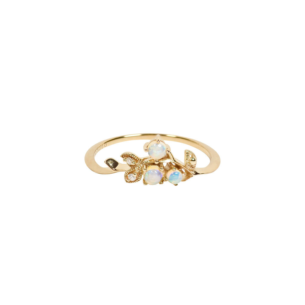 Miyu Branch Opal Ring with Diamonds in Yellow Gold
