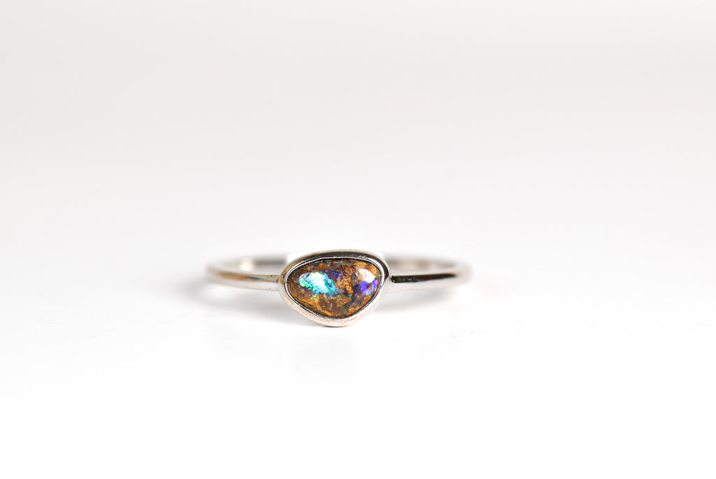 Palau Boulder Opal Ring in Sterling Silver