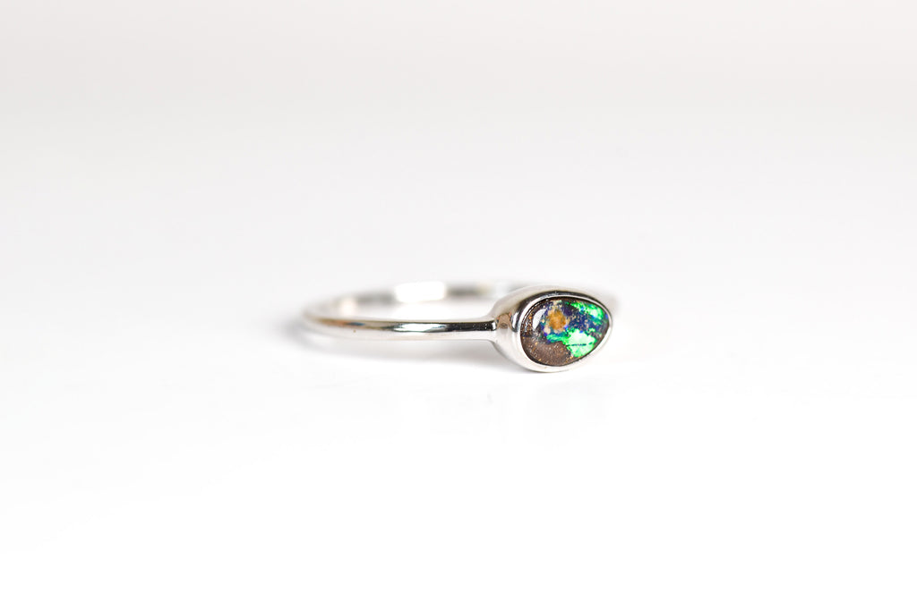 Phuket Boulder Opal Ring in Sterling Silver - Three-Quarter View