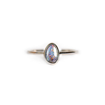 Pink Lake Boulder Opal Ring in Sterling Silver