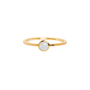 Round White Opal Gold Plated Ring