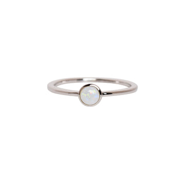 Round White Opal Ring