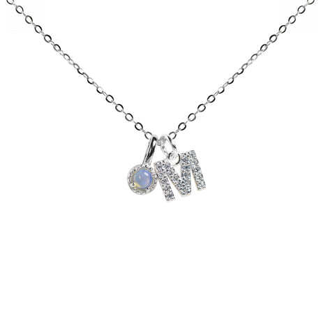 Silent Opal Necklace with Initial on It in Sterling Silver, Really Small