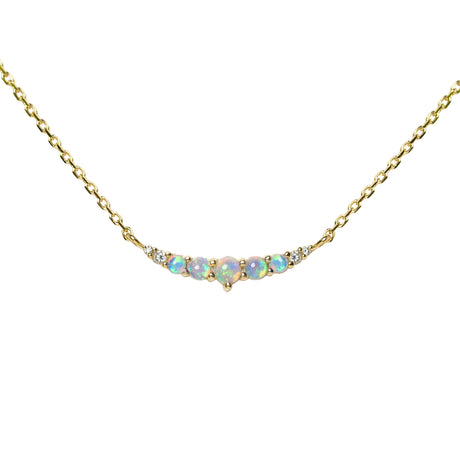 Smile Blue Green Opal Necklace with Diamonds in Yellow Gold