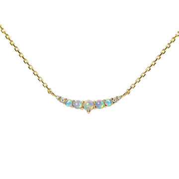 Smile Blue Green Opal Necklace with Diamonds in Yellow Gold