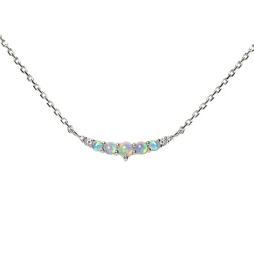 Smile Blue Opal Necklace with Diamonds in White Gold