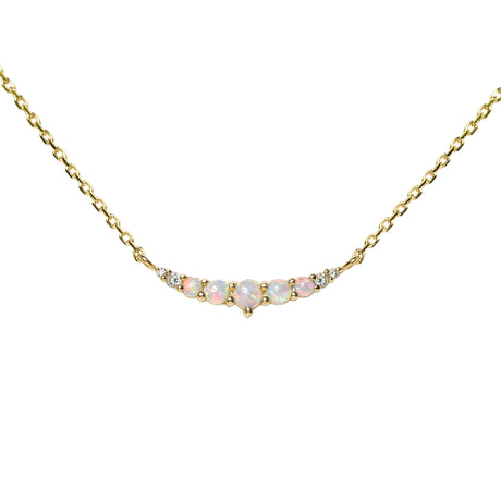 Smile Red Opal Necklace with Diamonds in Yellow Gold