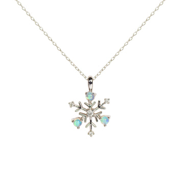 Snowflake Opal Necklace in White Gold