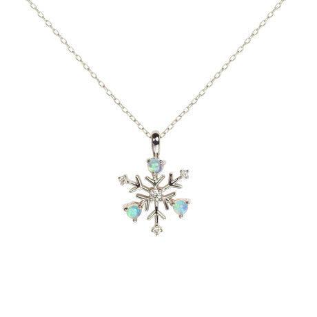 Snowflake Opal Necklace with Diamonds in White Gold