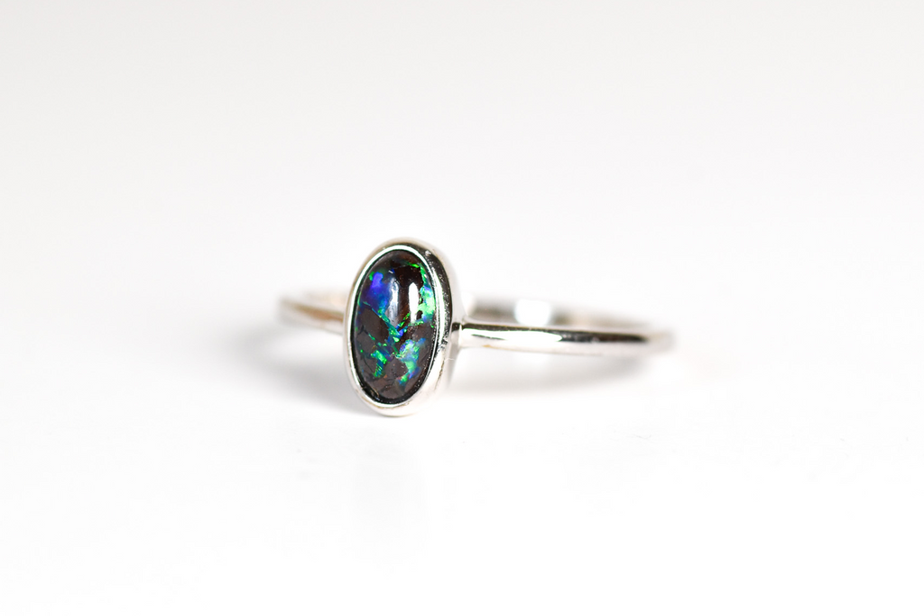 Tahiti Boulder Opal Ring in Sterling Silver - Three-Quarter View