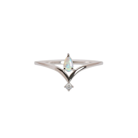Teardrop Opal Ring in Sterling Silver