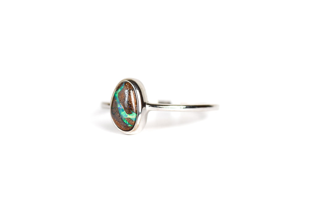 The Danube Boulder Opal Ring in Sterling Silver - Three-Quarter View