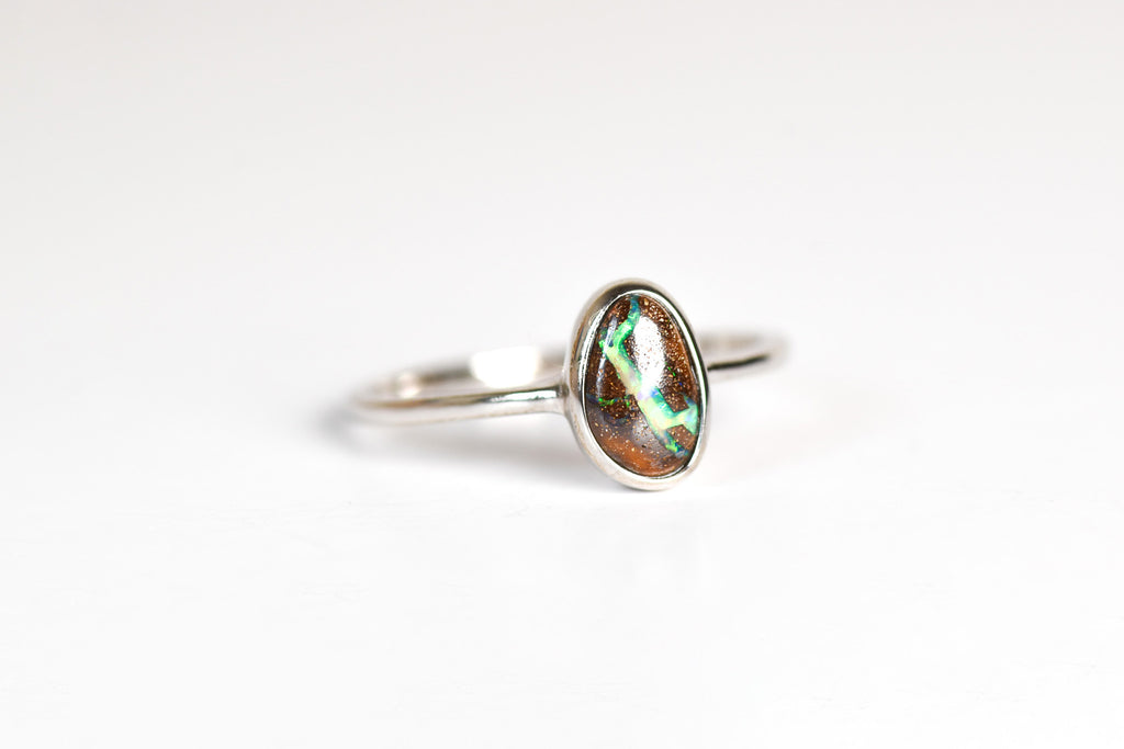 The Danube Boulder Opal Ring in Sterling Silver - Three-Quarter View