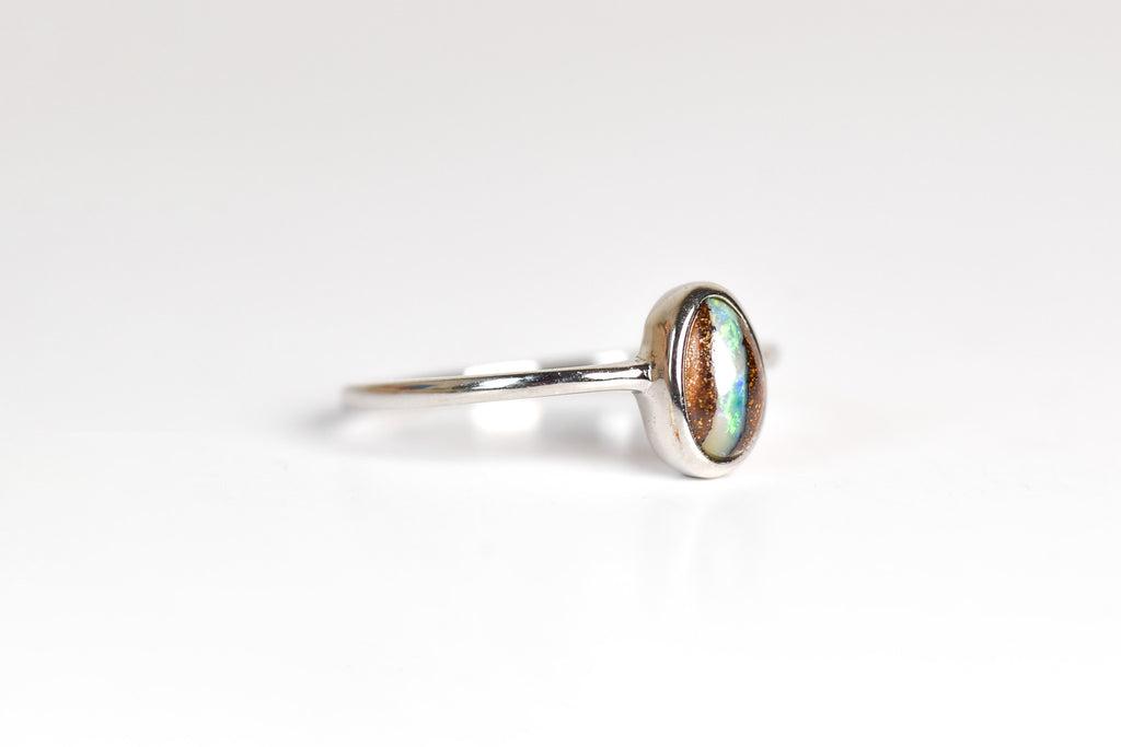 The Rhine Boulder Opal Ring in Sterling Silver - Three-Quarter View
