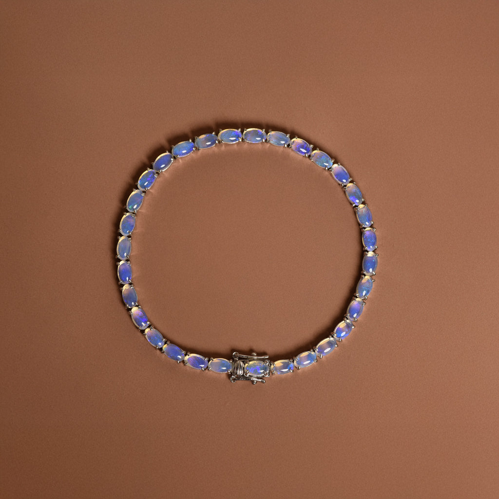 Violet Opal Tennis Bracelet in Sterling Silver - Mood Shot