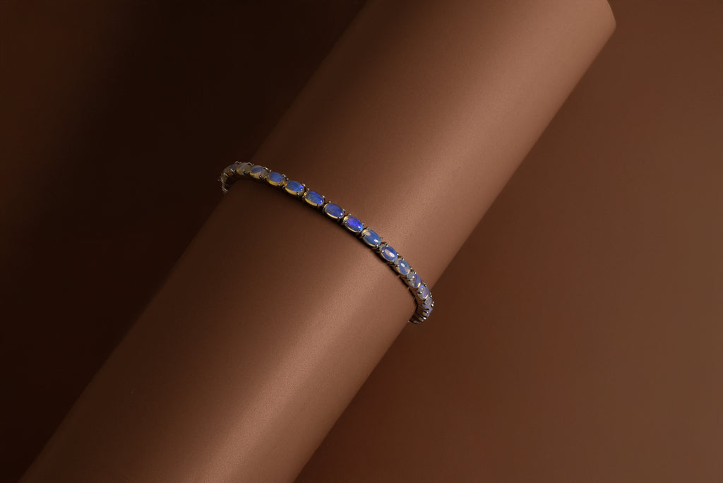 Violet Opal Tennis Bracelet in Sterling Silver - Side View