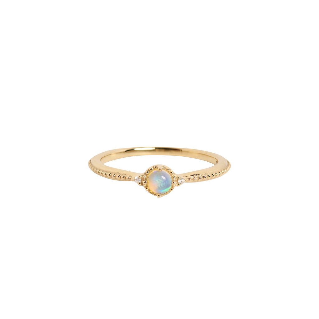 Yuzuki Opal Ring with Diamonds in Yellow Gold