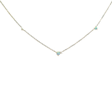 Zodiac Opal Necklace with Diamonds in White Gold