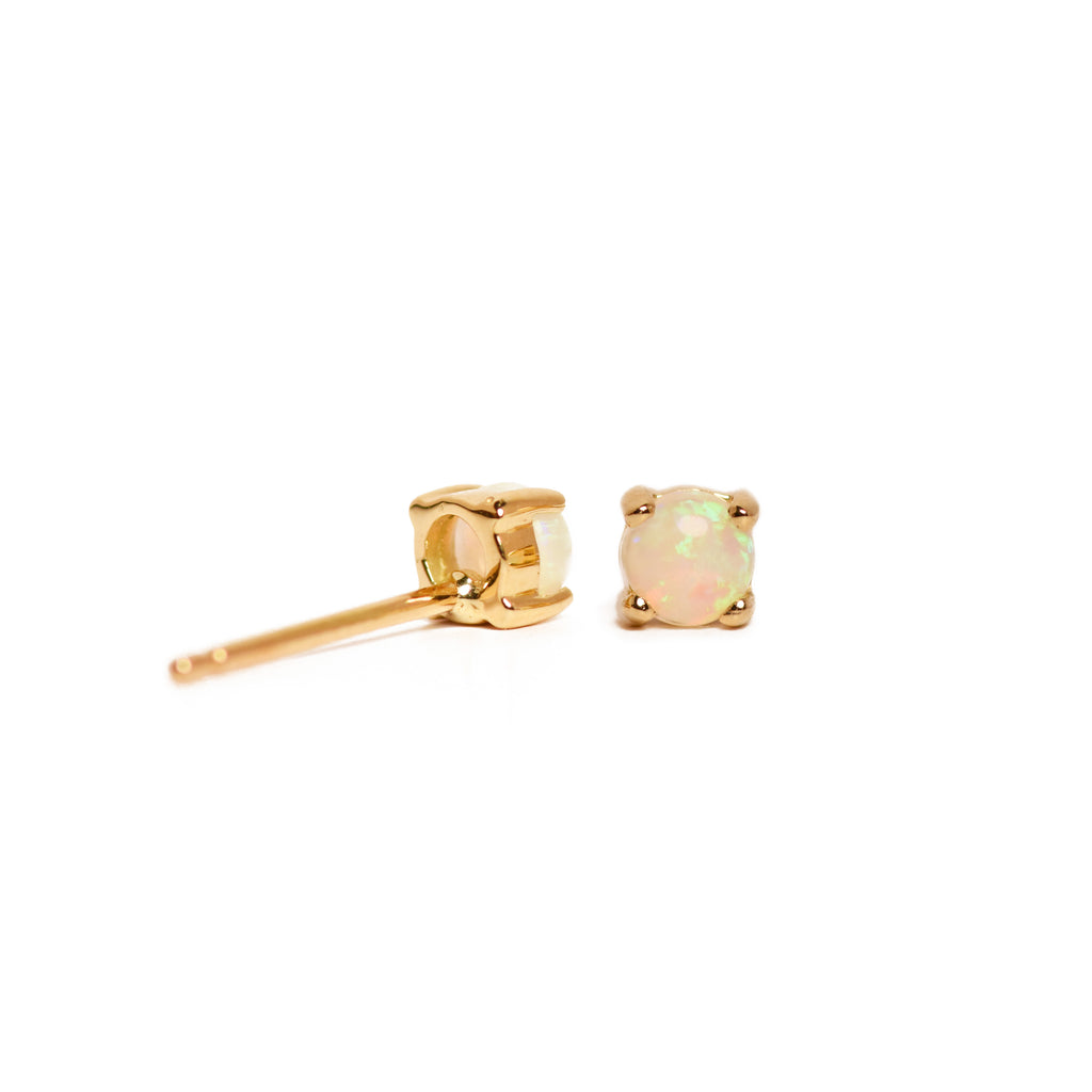 Round Opal Gold Stud Earrings by Michelle Yuen Jewelry