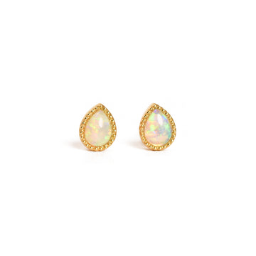 Pear Opal Gold Earrings