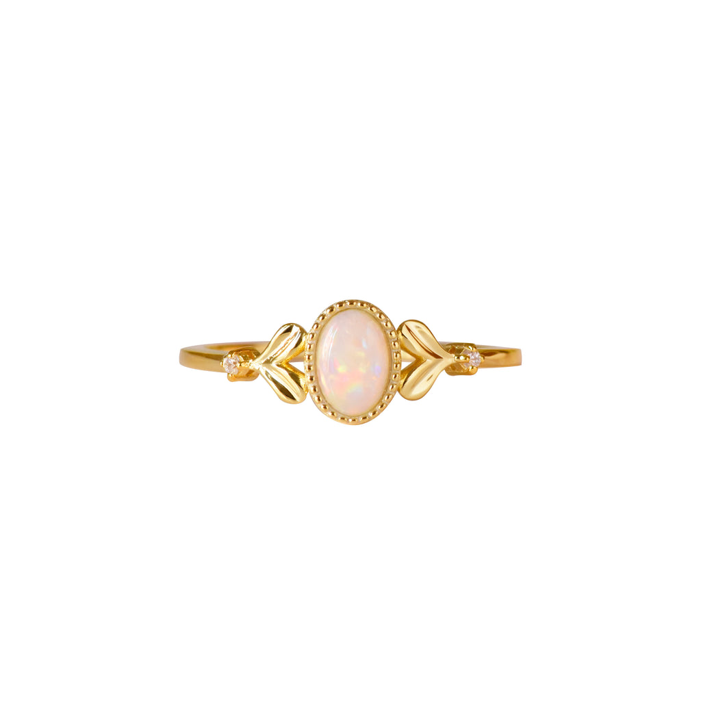 Bean Sprout Opal Ring - Yellow Gold Plated