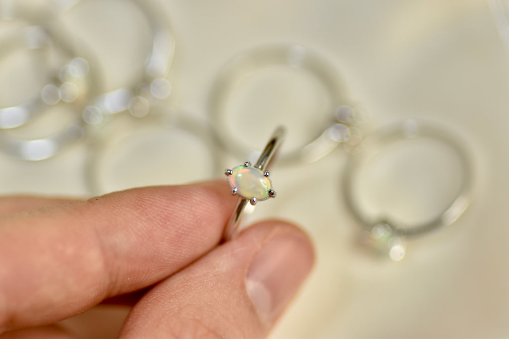 Aristophanes Opal Band in Sterling Silver - Mood Shot