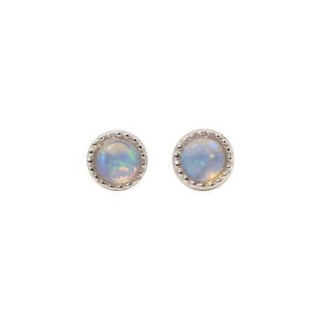 Bliss Opal Stud Earrings in Sterling Silver, Blue