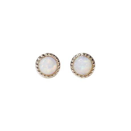 Bliss Opal Stud Earrings in Sterling Silver, White