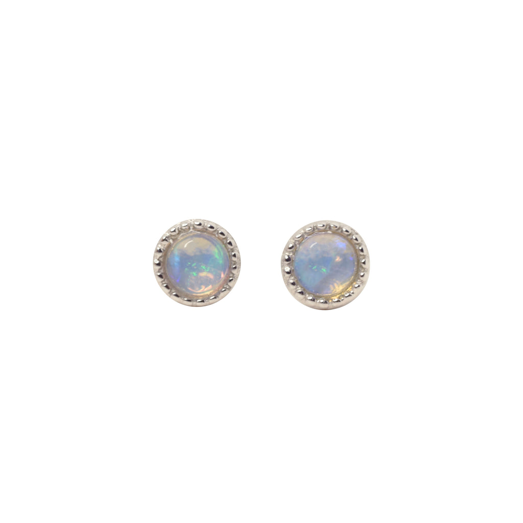 Bliss Blue Opal Stud Earrings in Sterling Silver