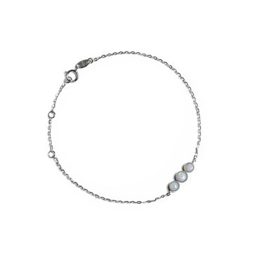 Bliss White Opal Bracelet in Sterling Silver, Three Stones