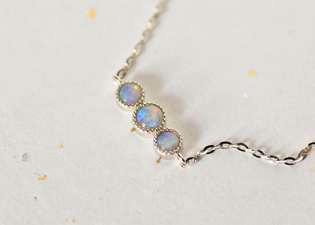Bliss Blue Opal Bracelet in Sterling Silver, Three Stones