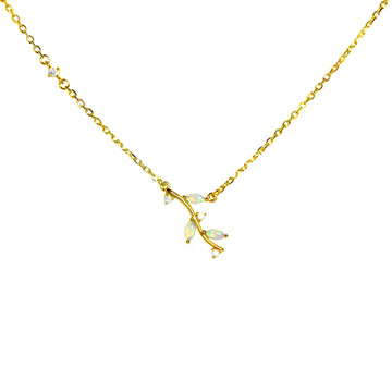 Branch Opal Necklace in Sterling Silver, Yellow Gold Plated