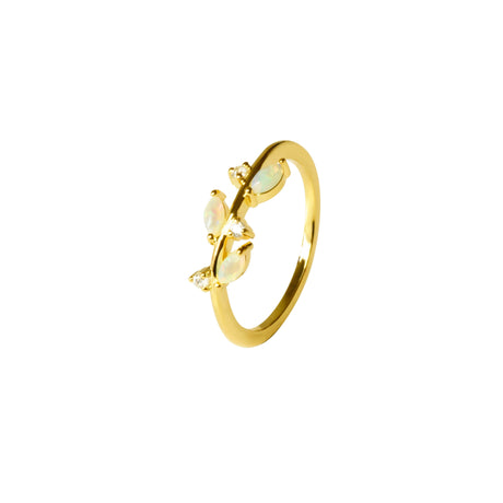 Branch Opal Ring in Sterling Silver, Yellow Gold Plated