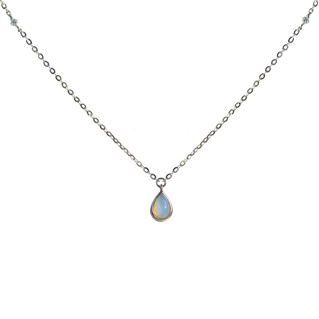 Drop Opal Necklace in Sterling Silver