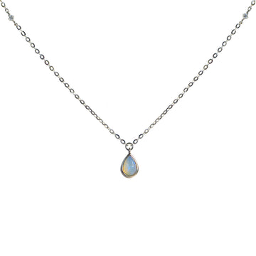 Drop Opal Necklace in Sterling Silver