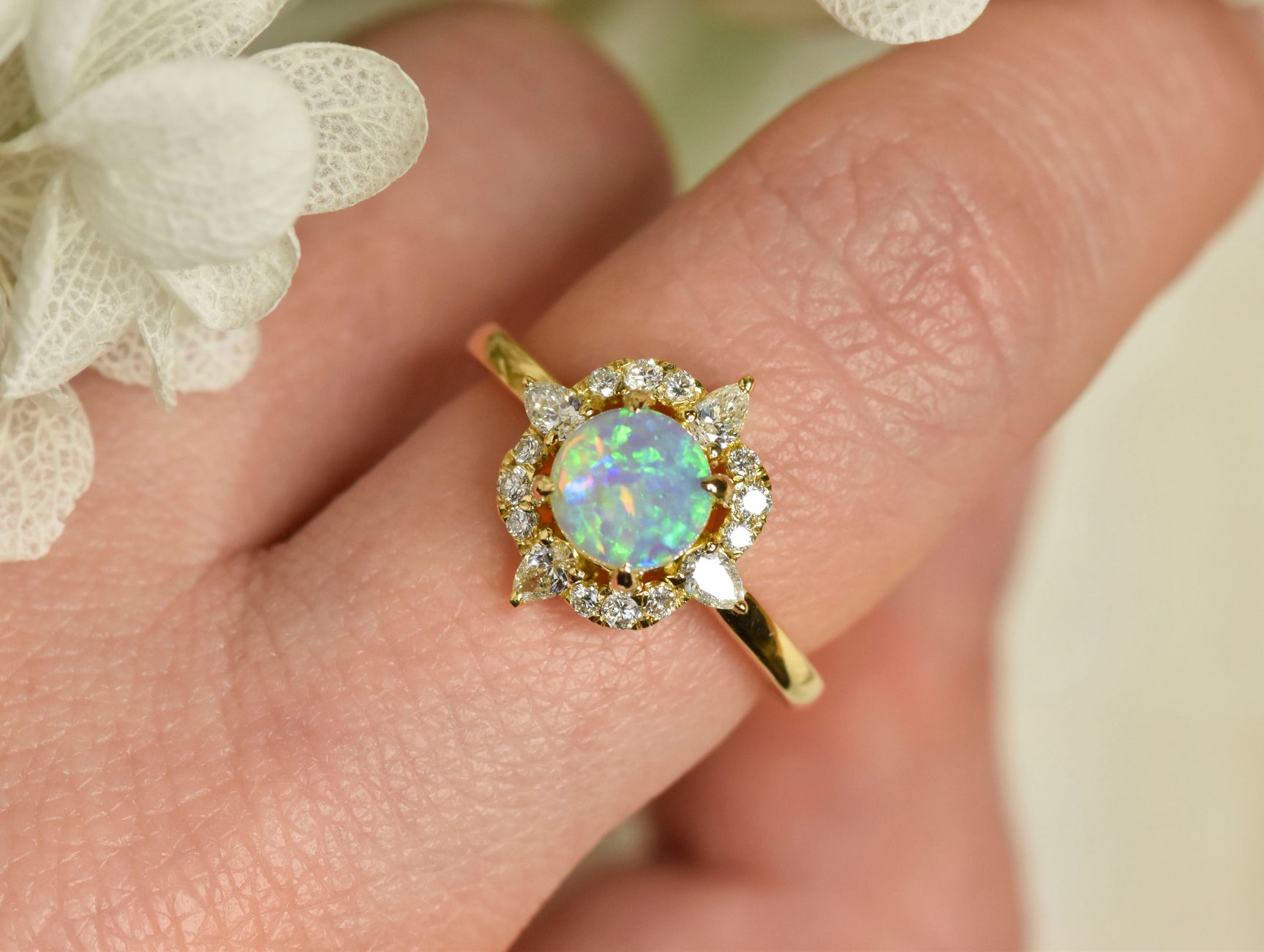 Guardian Opal Ring with Diamonds in Yellow Gold