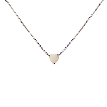 Heart Opal Necklace in Sterling Silver