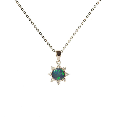 Little Sun Opal Necklace in Sterling Silver, Doublet